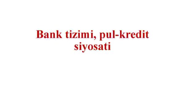 Bank tizimi, pul-kredit siyosati
