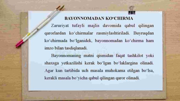 Bayonnoma va undan ko'chirma, dalolatnoma, ma'lumotnoma - Image 4