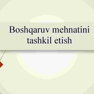 Boshqaruv mehnatini tashkil etish