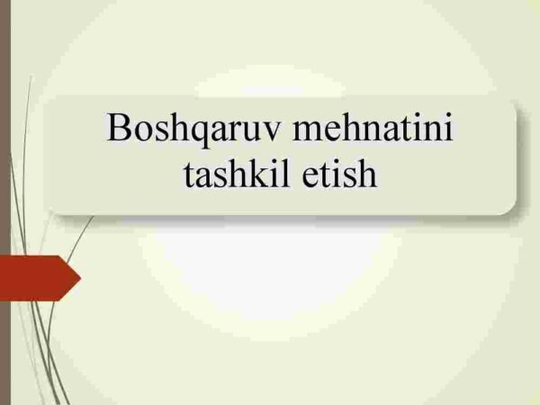 Boshqaruv mehnatini tashkil etish