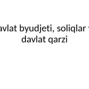 Davlat byudjeti, soliqlar va davlat qarzi
