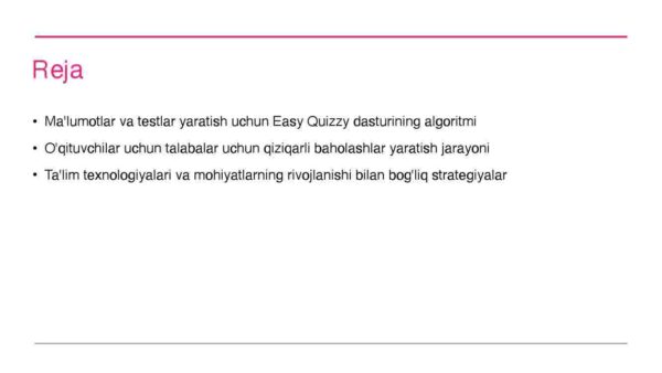 Easy Quizzy dasturi haqida ma'lumotlar va testlar yaratish algoritmi - Image 2