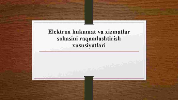 Elektron hukumat va xizmatlar sohasini raqamlashtirish xususiyatlari