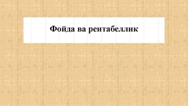 Foyda va rentabellik