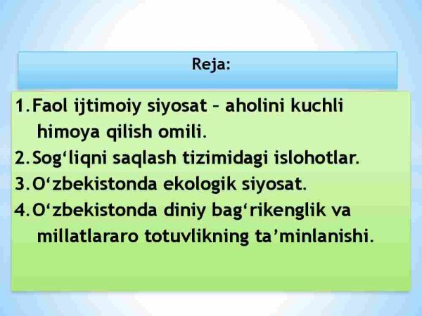 Ijtimoiy sohada davlat siyosatining takomillashib borishi va aholi farovonligini oshirish tadbirlari - Image 2