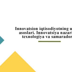Innovatsion iqtisodiyotning umumiy asoslari. Innovatsiya nazariyasi: texnologiya va samaradorlik.
