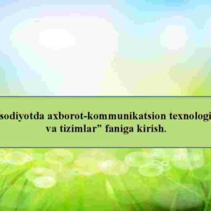 "Iqtisodiyotda axborot-kommunikatsion texnologiyalar va tizimlar" faniga kirish.