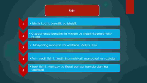 Ishchi kuchi bandlik, ishsizlik. Moliya va pul-kredit tizimi - Image 2