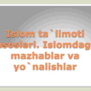 Islom ta'limoti asoslari. Islomdagi mazhablar va yo'nalishlar