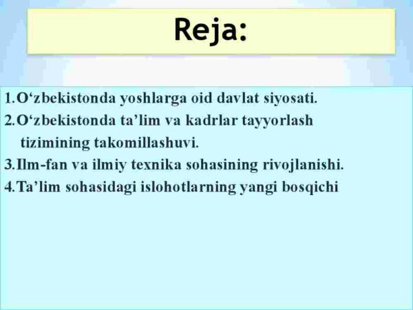 Kadrlar tayyorlash va ta'lim sohasini isloh qilish - Image 2