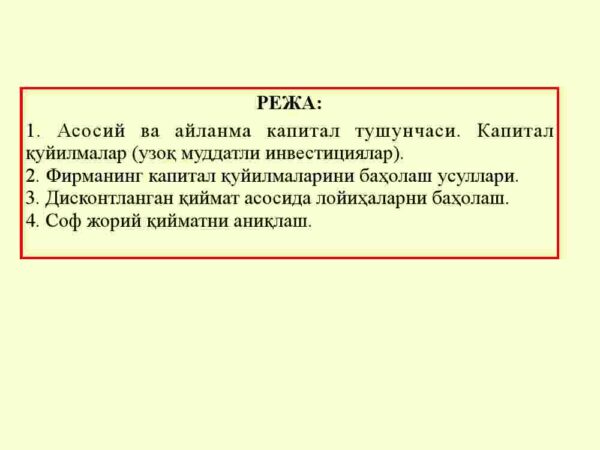 Kapital qo'yilmalar va kapital bozori - Image 2
