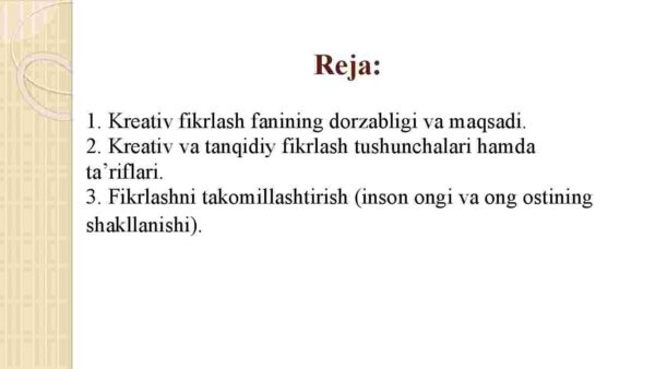 "Kreativ fikrlash" faniga kirish - Image 2