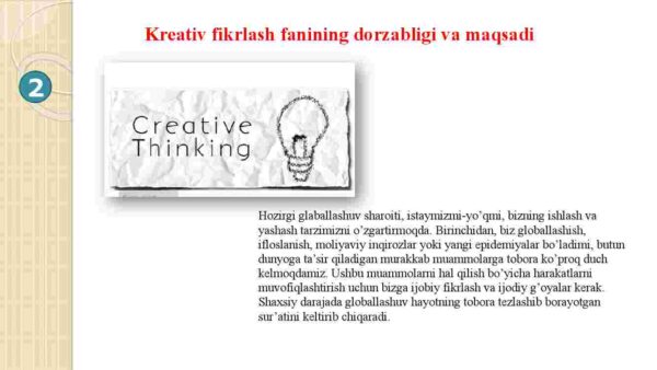"Kreativ fikrlash" faniga kirish - Image 4
