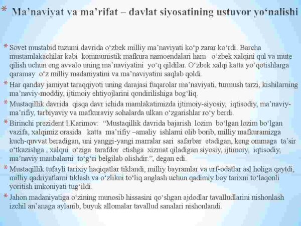 Ma'naviy hayotdagi o'zgarishlar, madaniy taraqqiyot muammolari - Image 3