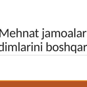Mehnat jamoalari xodimlarini boshqarish