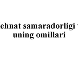 Mehnat samaradorligi va uning omillari
