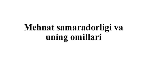 Mehnat samaradorligi va uning omillari