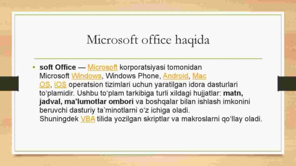 Microsoft Office (Microsoft Word, Power Point,va b.) dasturlarida electron hujjatlar yarata olish - Image 3