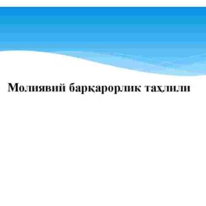 Moliyaviy barqarorlik tahlili