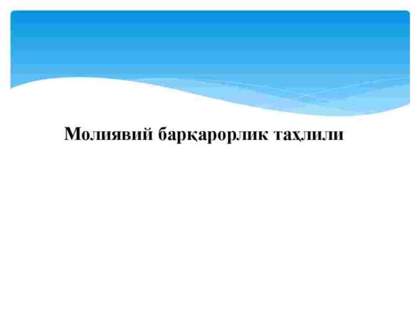 Moliyaviy barqarorlik tahlili