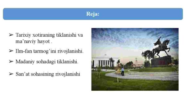 Mustaqillik yillarida O'zbekistondagi ma'naviy va madaniy taraqqiyot - Image 2