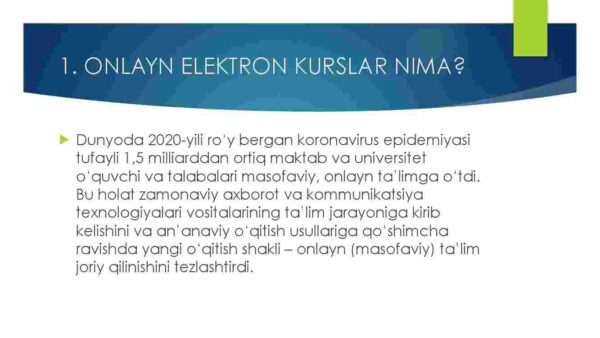 Online elektron kurslarda darslar va ma'lumotlarni olish va o'qish ko'nikmalariga ega bo'lish - Image 3