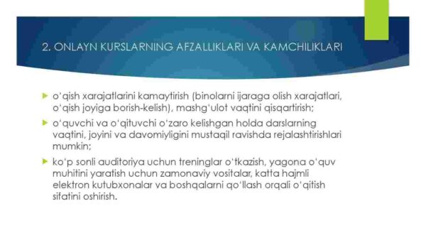 Online elektron kurslarda darslar va ma'lumotlarni olish va o'qish ko'nikmalariga ega bo'lish - Image 4