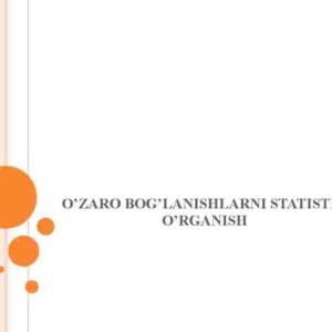 O'zaro bog'lanishlarni statistik o'rganish