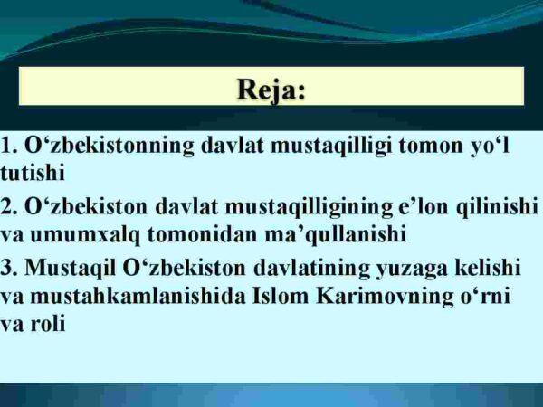 O'zbekiston Respublikasi mustaqilligini e'lon qilinishi va uning tarixiy ahamiyati - Image 2