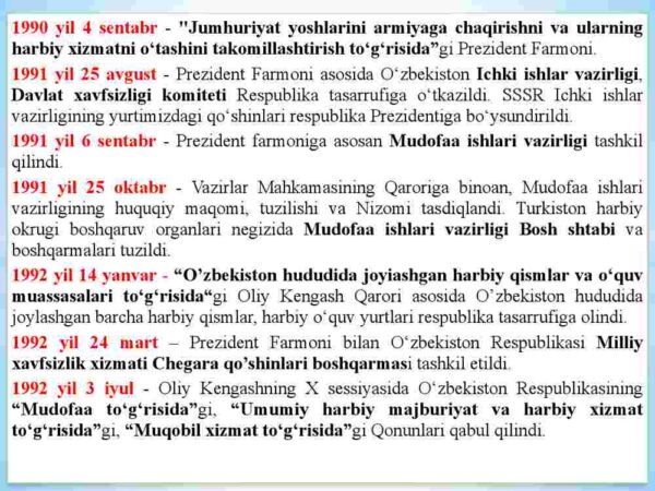 Oʻzbekistonda qurolli kuchlar, ichki ishlar va davlat xavfsizlik, favqulodda vaziyatlar xizmatlari tizimidagi islohotlar - Image 3