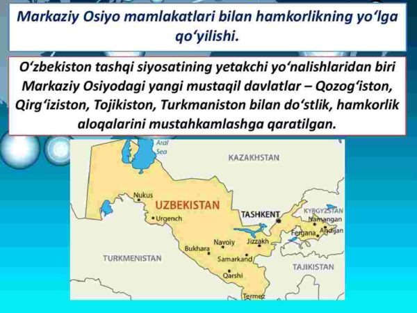 O'zbekistonning Markaziy Osiyo mamlakatlari bilan o'zaro hamkorligi - Image 2