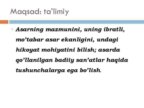 Rabg'uziyning  "Qisasi Rabg'uziy" asarini o'qitish metodikasi - Image 2