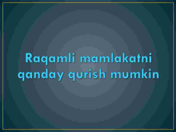 Raqamli mamlakatni qanday qurish mumkin