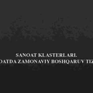 Sanoat klasterlari. Sanoatda zamonaviy boshqaruv tizimi