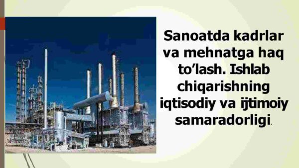 Sanoatda kadrlar va mehnatga haq to’lash. Ishlab chiqarishning iqtisodiy va ijtimoiy samaradorligi