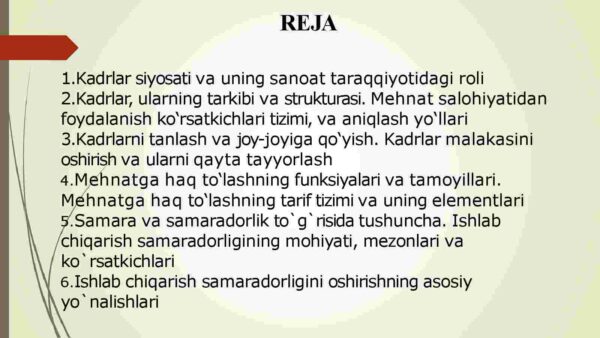 Sanoatda kadrlar va mehnatga haq to’lash. Ishlab chiqarishning iqtisodiy va ijtimoiy samaradorligi - Image 2