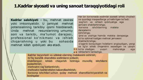 Sanoatda kadrlar va mehnatga haq to’lash. Ishlab chiqarishning iqtisodiy va ijtimoiy samaradorligi - Image 3