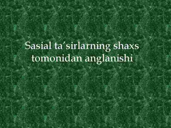 Sasial ta'sirlarning shaxs tomonidan anglanishi