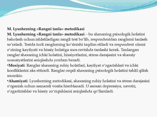 Shaxs va uning xolatini baxolash uchun mo'ljallangan metodikalar - Image 3