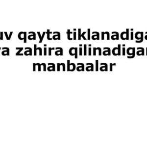 Suv qayta tiklanadigan va zahira qilinadigan manbaalar