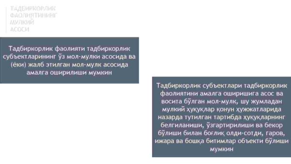 Tadbirkorlik faoliyatining mulkiy asoslari. Biznes shartnomalar - Image 4
