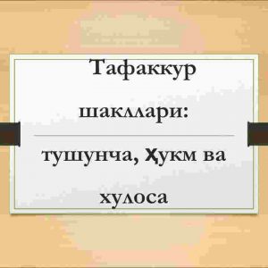 Tafakkur shakllari:tushuncha, hukm va xulosa