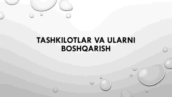 Tashkilotlar va ularni boshqarish