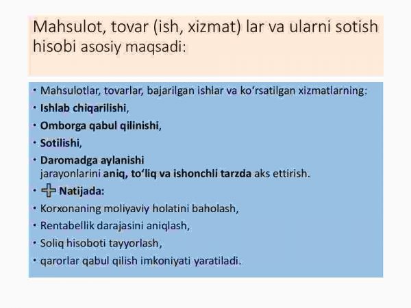 Mahsulot, tovar (ish, xizmat) lar va ularni sotish hisobi - Image 3