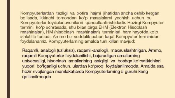 Zamonaviy kompyuterlar, ularning tuzilishi va imkoniyatlaridan foydalanish - Image 4