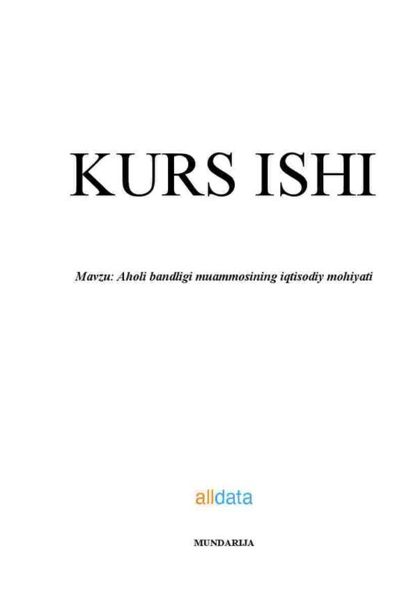 Aholi bandligi muammosining iqtisodiy mohiyati