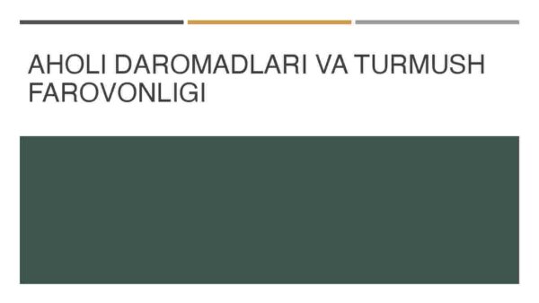 Aholi daromadlari va turmush farovonligi