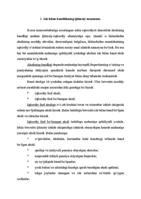 Aholining ish bilan bandligi va ishsizlik - Image 2