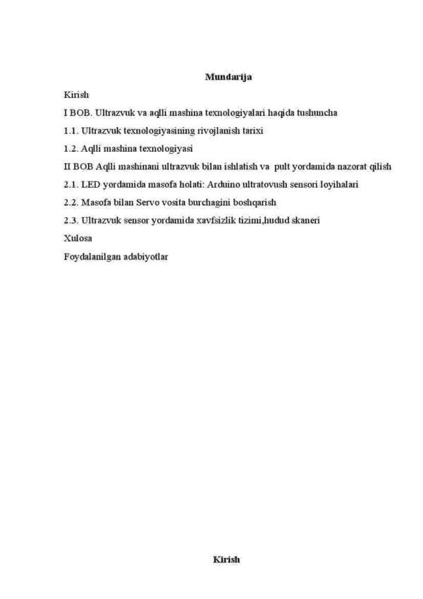 Aqlli mashinani ultrazvuk bilan ishlatish va qo'shimcha xolatlarda pult yordamida nazorat qilish dasturi va loyihasini yaratish - Image 2