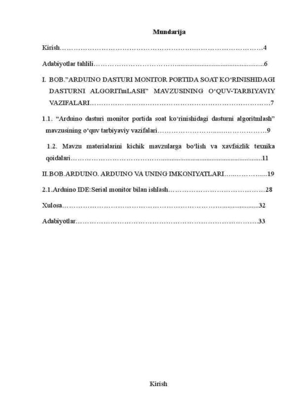 Arduino dasturi monitor portida soat korinishidagi dasturni algoritmlash - Image 2